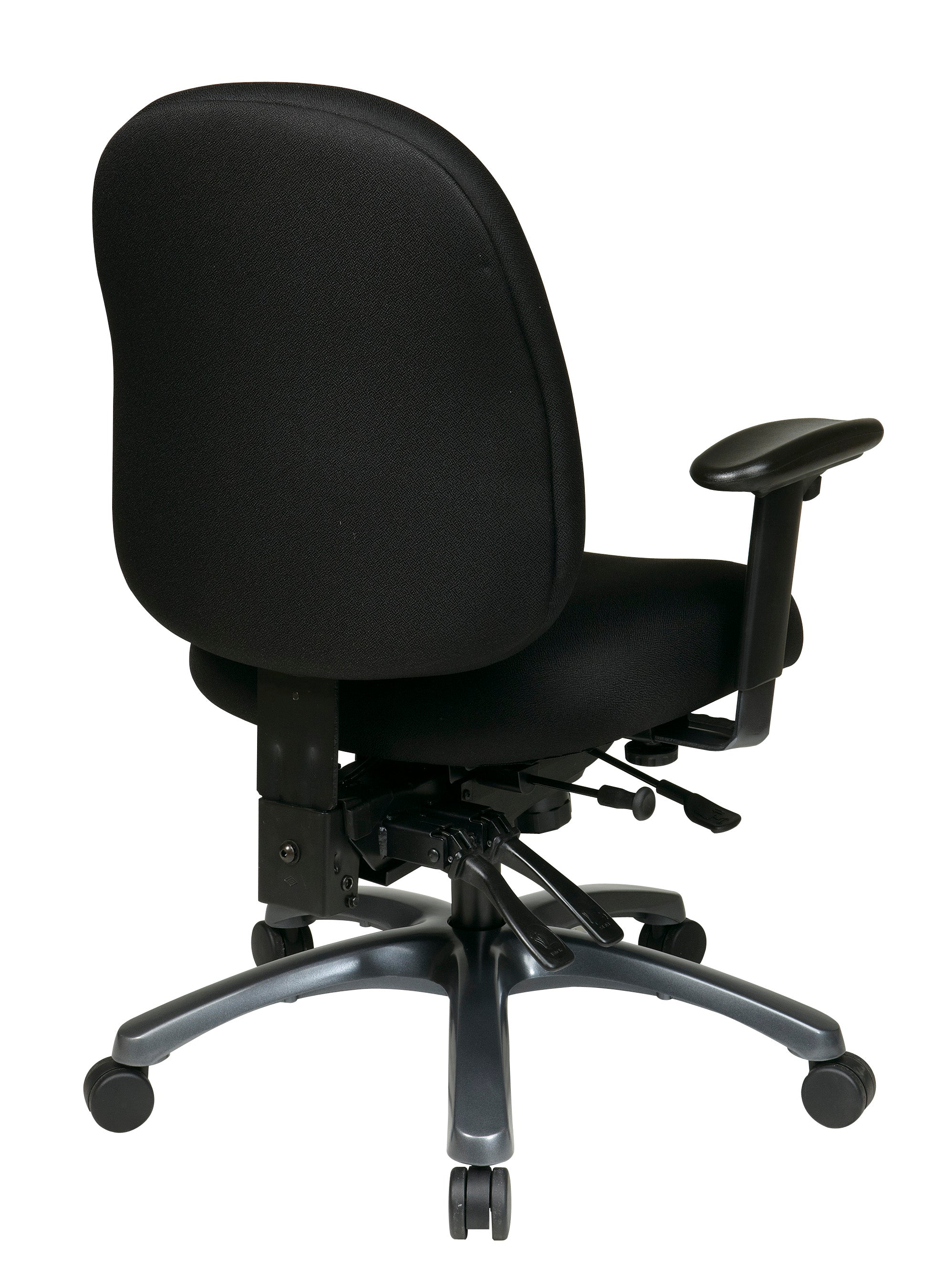 Multi-Function Mid Back Chair with Seat Slider and Titanium Finish Base